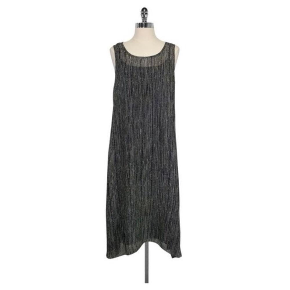 Eileen Fisher Silk Black & White Midi Dress XXS